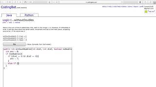 Logic 1 (withoutDoubles) Java Tutorial || codingbat com