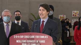 Announcing $10-a-day child care for families in Ontario