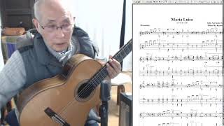 高齢者の為のclassicギター講座 No.182パークニングギター教則本第２巻p97Sor study Op.6 No.2—Study in A Major