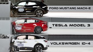 Ford Mustang Mach-E 🆚️ Tesla Model 3 🆚️ Volkswagen ID-4 - Electric Car Crash Tes