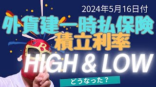 外貨建一時払保険　積立利率High＆Low 2024年5月16日付　前回と比べてどうなった？