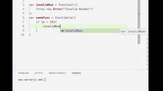 Node.js - Assert assert.throw example with Visual Studio Code