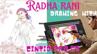 HOW TO DRAW RADHA KISHORI - STEP - 1  | CINTIQ PRO 27  #Cintiqpro27