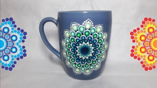 Mandala em caneca de cerâmica / Personalizando caneca com pontilhismo *Resultado após a queima*