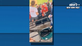 Braves fan throws drink at Phillies rival in meltdown: ‘You want the beatdown?!’ | NY Post Sports