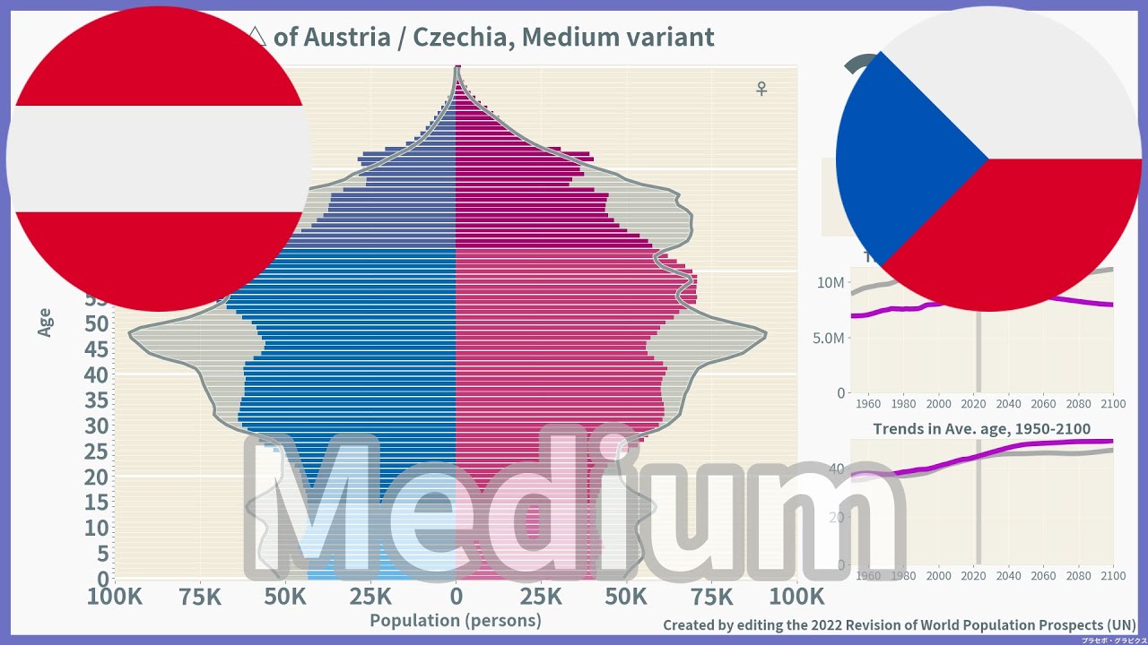 [🇦🇹Austria Vs 🇨🇿Czechia] Comparison Of Population Pyramids (1950-2100 ...