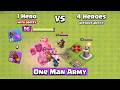 1 Real Hero VS 4 Fake Heroes | Clash of Clans