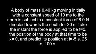 A body of mass 0.40 kg moving initially with a constant speed of 10 ms to the north is subject to a