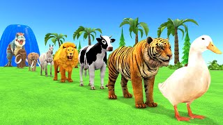 Paint Animals Duck,Tiger,Cow,Lion,Horse,Gorilla,Elephant,Dinosaur Fountain Crossing Animal Game New