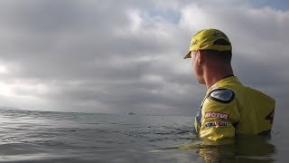 Relaxing with yellow VR46 replica bikesuit in the Baltic Sea