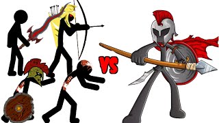 Max Swordwrath + Spearton + Zombie + 5 Stone Giant Vs 15 Golden Speartons || Stick War legacy