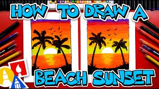 How To Draw A Beach Sunset - Blending Gel Crayons