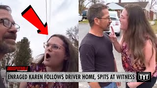 Enraged Karen Follows Driver Home, Claims Car Is 'Ruined' And Spits At Witness #IND