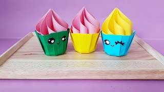 너무 귀여워!! 색종이 한장으로 아이스크림 종이컵 만들기 / cute origami / paper toys