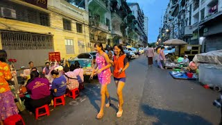 🇲🇲 A Good Evening Stroll in Yangon's Colonial Neighborhood - Street Food, and Open Market