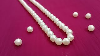 मोती माला कैसे बनाएं? हुक कैसे लगाएं? How to make simple Moti mala । Pearl necklace I मोत्याची माळ