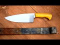 Forging a Kitchen knife from a rusty leaf spring part 2 Finished!