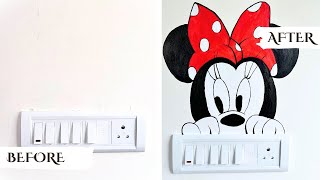Switch Board Art Ideas  | Colorful Switch Board  Painting ||Mickey Mouse Wall Painting |