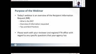 FTA Recipient Information Request Webinar #5