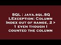 SQL : java.sql.SQLException: Column Index out of range, 2   1 even though I counted the column