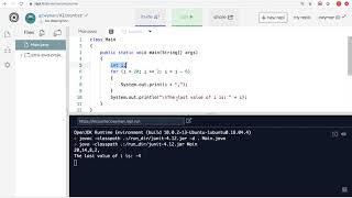 for loop control variable values