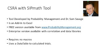 Demonstration of CSRA Excel Model using only SIPmath
