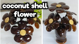 How to make a coconut shell flower|coconut shell flower vase | coconut shell craft|Eesy making ideas