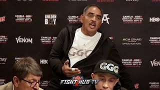 ABEL SANCHEZ SNAPS AT REPORTER FOR SAYING CANELO DIDN'T RUN