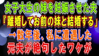 【スカッとする話】www...不妊の私を捨て女子大生の妹を妊娠させた夫「離婚してお前の妹と結婚する」→数年後、私に遭遇した元夫が絶句したワケが...www【修羅場】