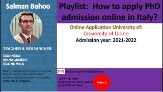 How to apply online PhD admission Italy? |University of Udine
