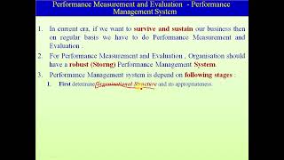 Performance Measurement and Evaluation - Performance Management System - Stages