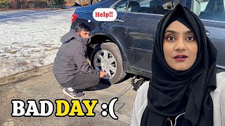 Luqman ki Gaari ka Tyre Puncture ho gaya 😥 | A day running Errands | Sehrish \u0026 Luqman Vlogs !