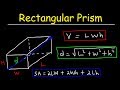 Rectangular Prism - Volume, Surface Area and Diagonal Length, Rectangles, Geometry