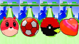 Racing Ball Rolling vs. Going Ball! Pokemon, Heart, Cat, Soccer at Reverse Levels! Race-925