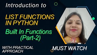 Lec-4 : Python List Functions (Part-2)| Python Tutorials For Absolute Beginners