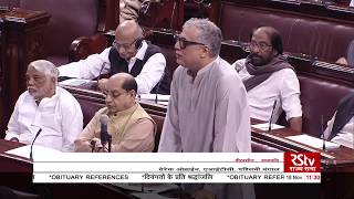 Derek O’Brien speaks during obituary references in Rajya Sabha