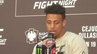 Greg Hardy shows conflicting emotions after disqualification at UFC Brooklyn