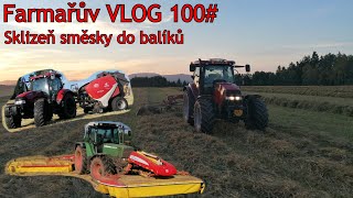 Farmařův VLOG 100# Sklizeň směsky do balíků | Sečení, nahrabování, lisování