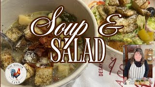 Zuppa Toscana \u0026 Olive Garden's Copycat Salad\\ Easy Soup\\Homemade Croutons\\Creamy Italian Dressing