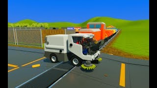 Lego Street Sweeper, Limo, Cars & Trucks  vs. Lego Train - Brick Rigs - Realistic Crashes