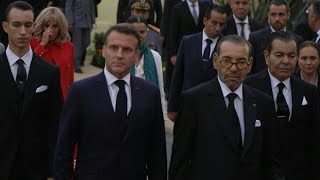 Welcome ceremony for Emmanuel Macron on state visit to Morocco | AFP