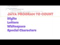 Java Program to Count Digits, Letters, Whitespace, and Special Characters in a String