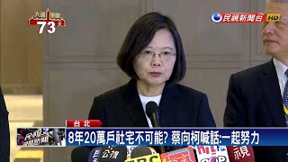 8年20萬戶社宅不可能？ 蔡向柯喊話：一起努力－民視新聞