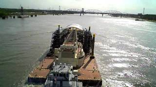 Towboat Jay Luhr pushing big mofo crane, Henry M. Shreve