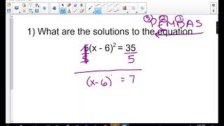 Solve a Quadratic Equation Using Inverse Operations