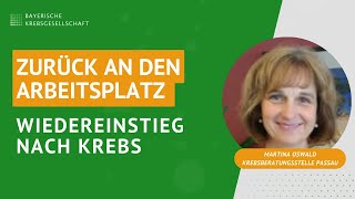 Zurück an den Arbeitsplatz – Beratung und Wiedereinstieg ins Arbeitsleben nach Krebs