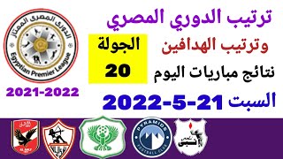 ترتيب الدوري المصري وترتيب الهدافين ونتائج مباريات اليوم السبت 21-5-2022 من الجولة 20