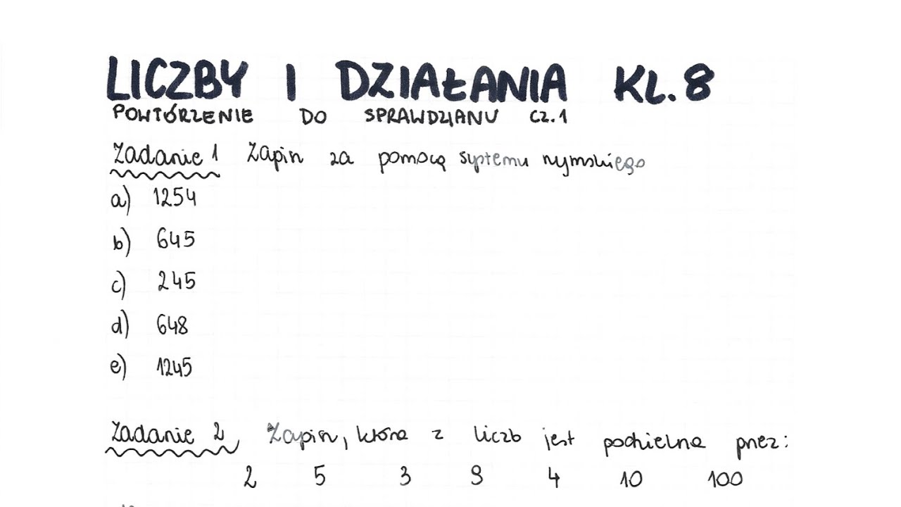 Liczby I Działania - Klasa 8 - GWO - Matematyka Z Plusem - Sprawdzian ...