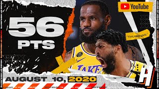 LeBron James & Anthony Davis 56 Points Full Combined Highlights vs Nuggets  | August 10, 2020