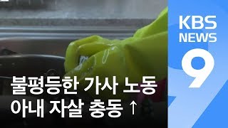 남편 가사분담 만족 못 하면…아내 자살 충동↑ / KBS뉴스(News)